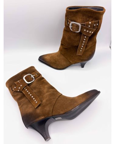 Bottines à talon nubuck camel  - MIMMU