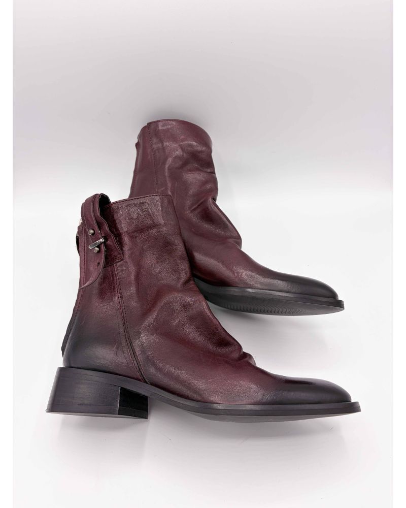 Bottines cuir bordeaux - MIMMU
