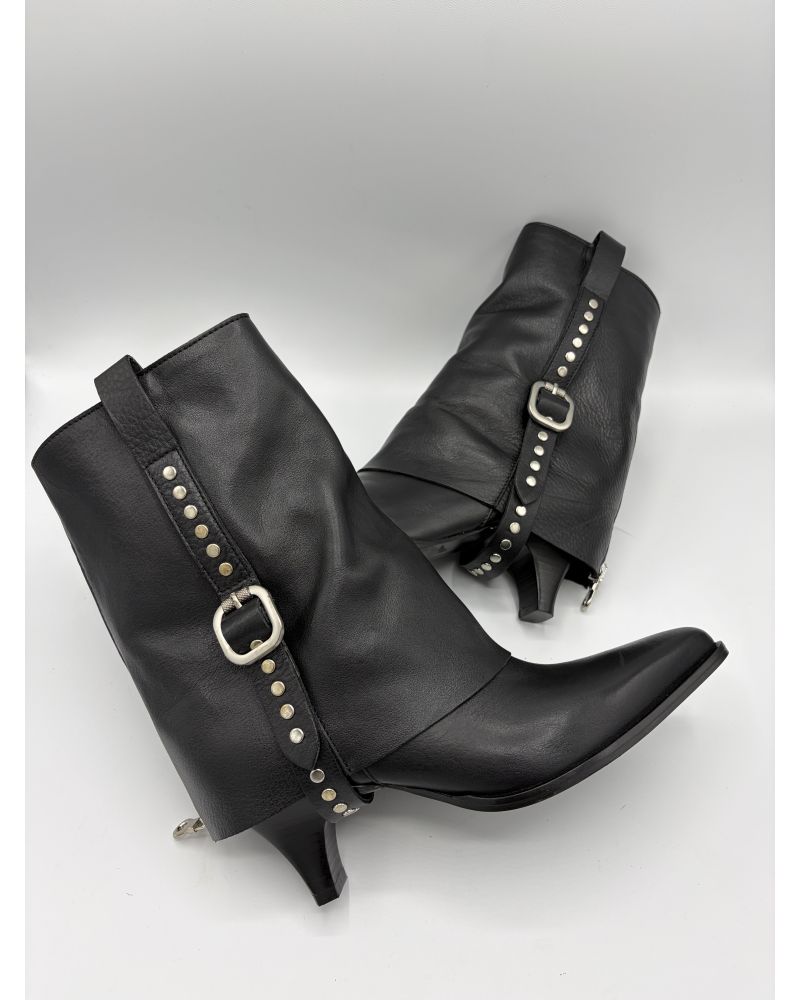 Bottines  à talon chaps rivets et boucles - MIMMU