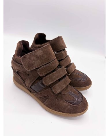 Baskets compensées scratch marron - REQINS