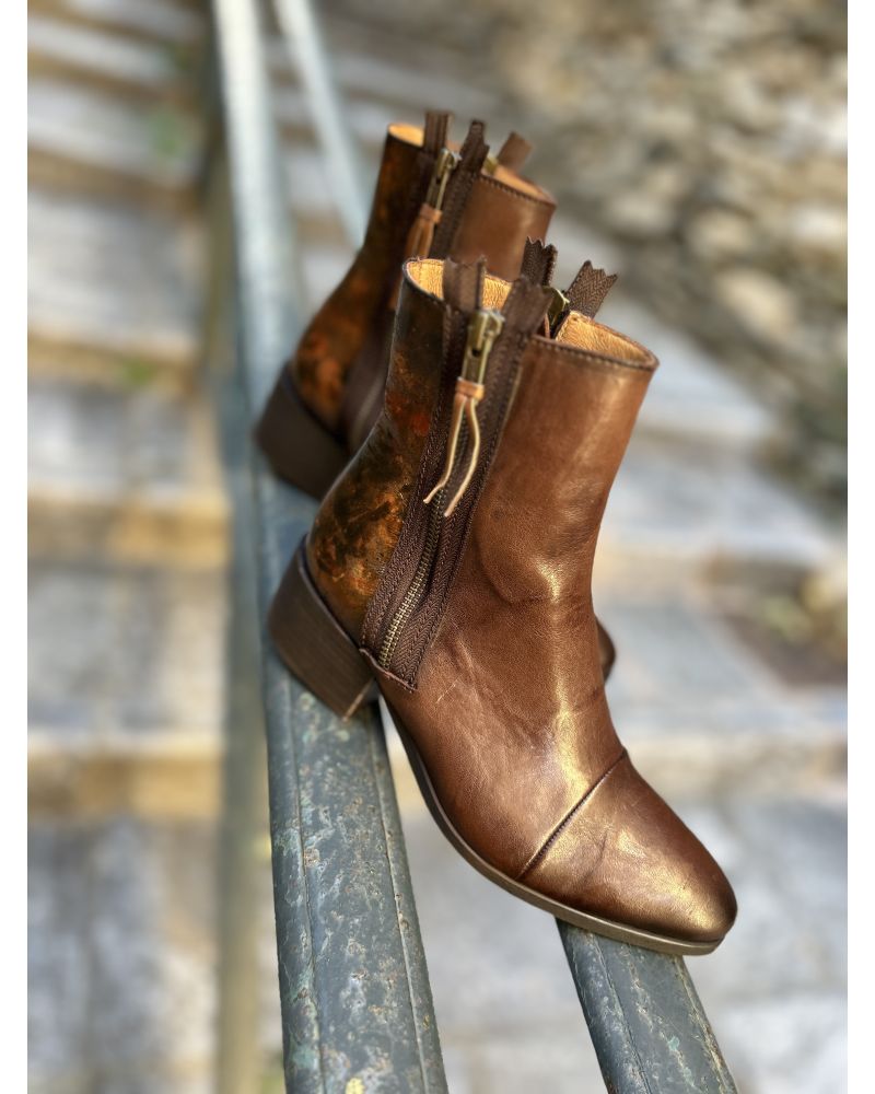 Bottines marron double zip - Little la suite