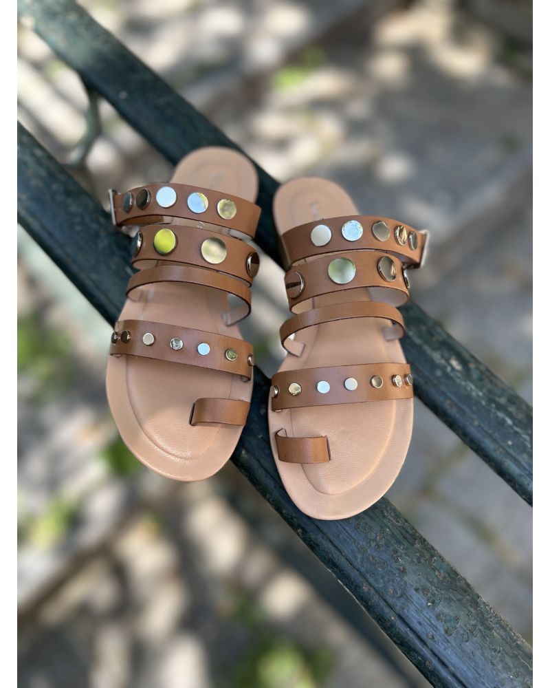 Mule plate marron rivets Viadelleville