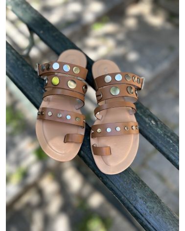 Mule plate marron rivets Viadelleville