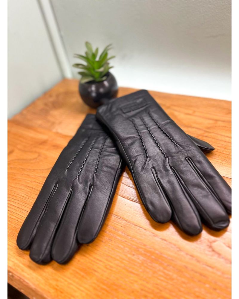 Gants cuir noir fourrés mouton retourné - WARMBAT