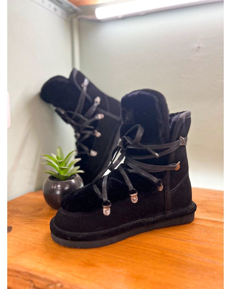 Bottines inuit en mouton retourné noir - WARMBAT