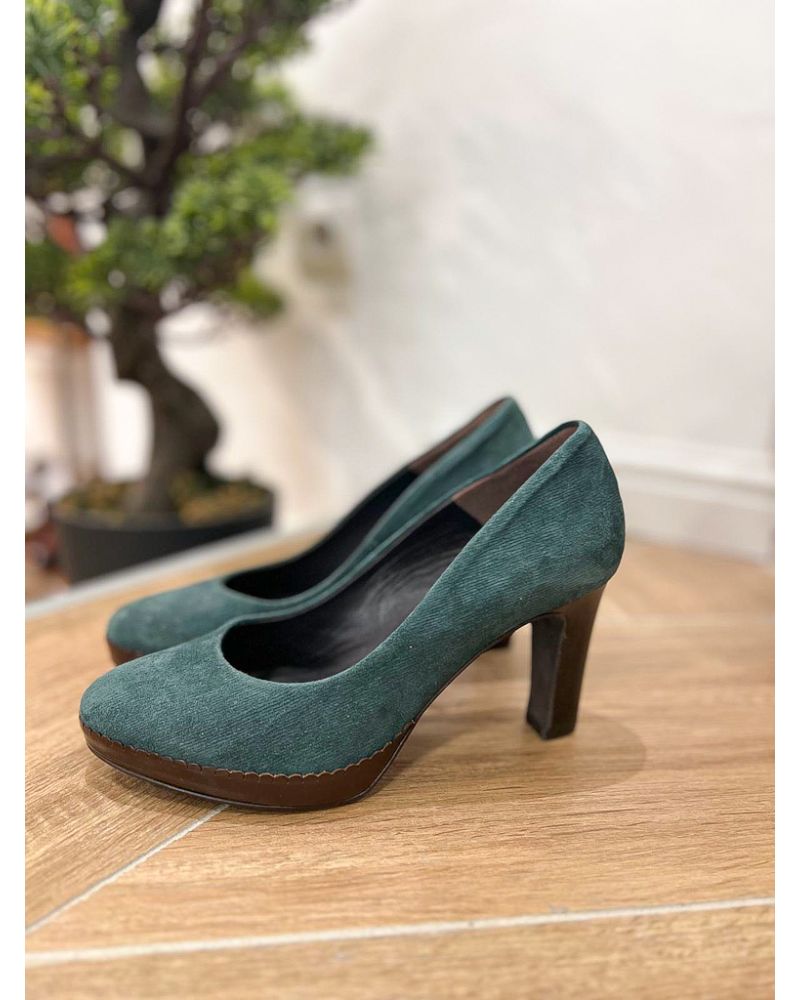 Escarpins daim bout rond vert - ZINDA