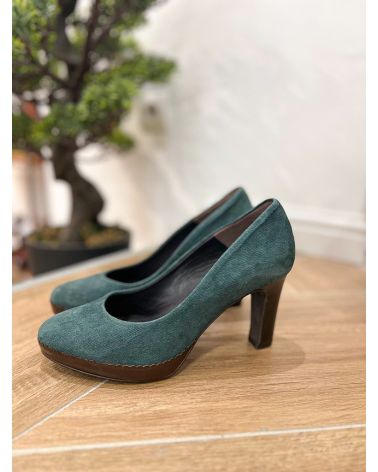 Escarpins daim bout rond vert - ZINDA