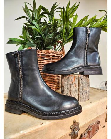 Bottines plates double zip noires - Kobra
