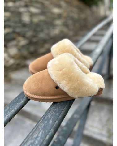 Chaussons mouton retourné camel 2 - Warmbat