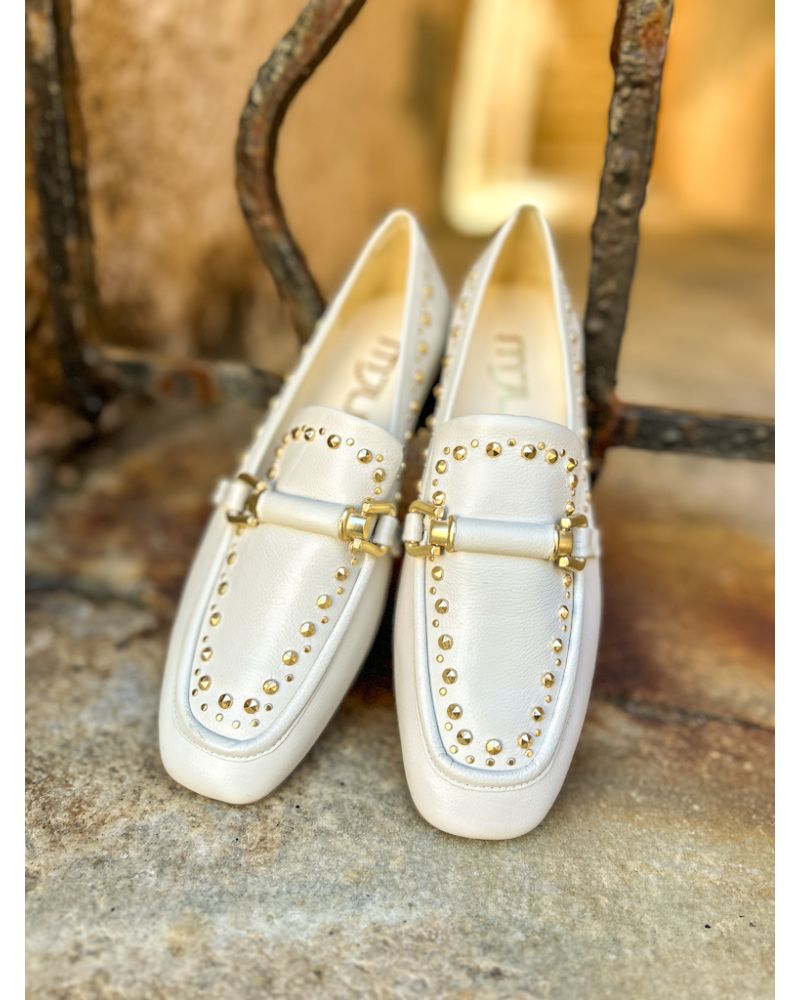 Mocassins rivets crème - MJUS