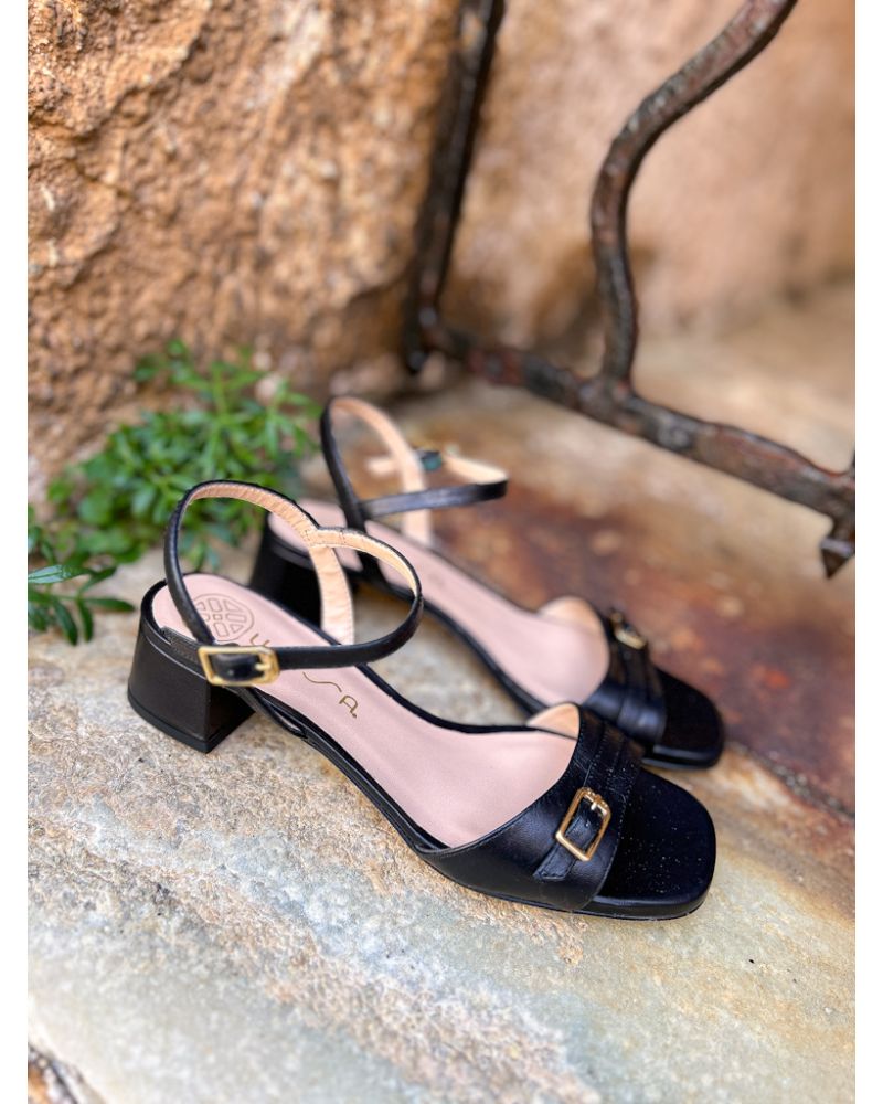 Sandales petit talon Joey noir- UNISA