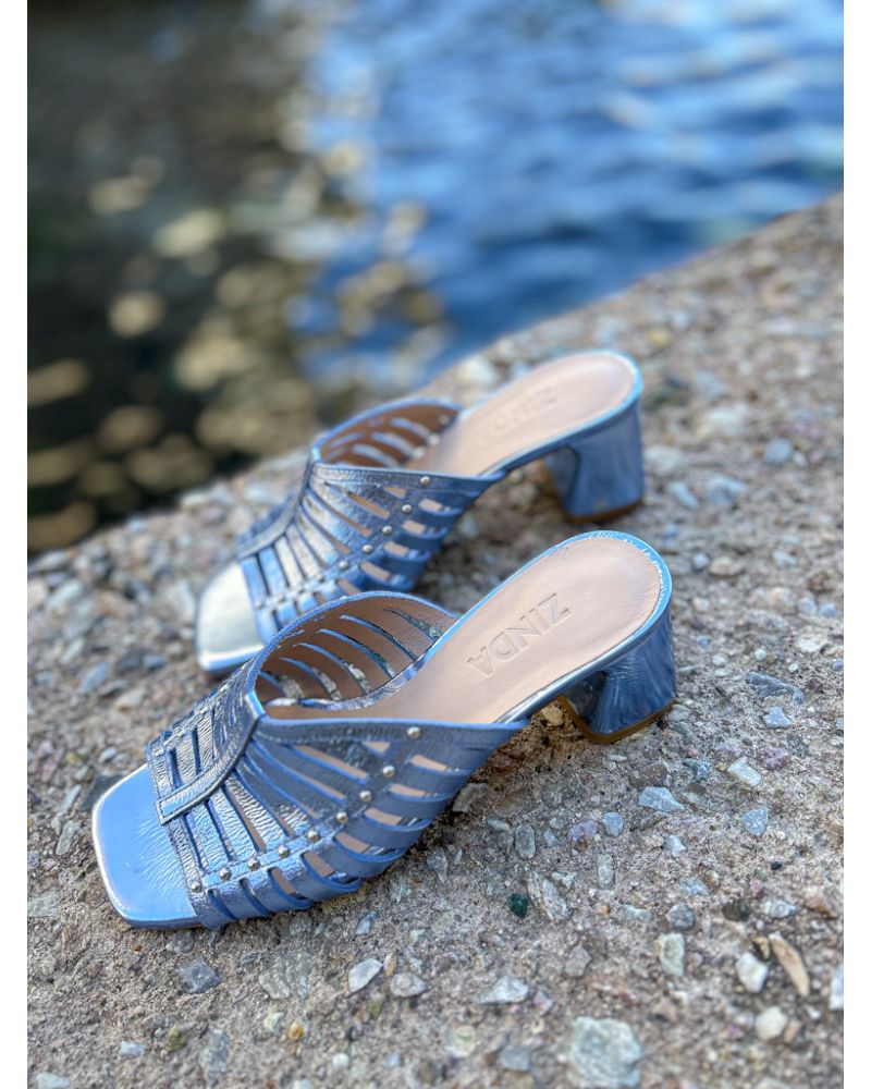 Mules talon bleu océan - ZINDA