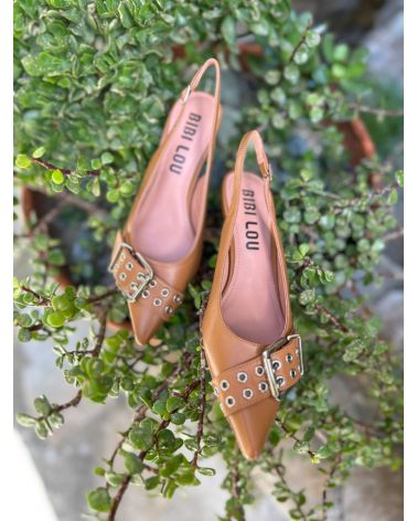 Escarpins bout pointu cognac - BIBILOU