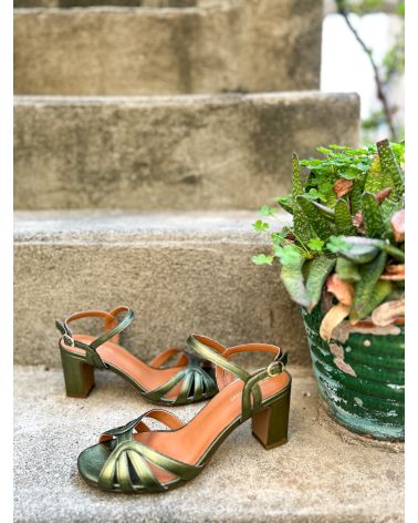 Sandales talon vert Viviane - MAISON TOUFET