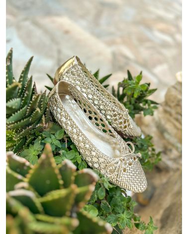 Ballerines cuir tressé or Glen - TORAL