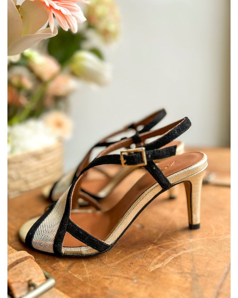 Sandales talon fin argent et or - ZOI