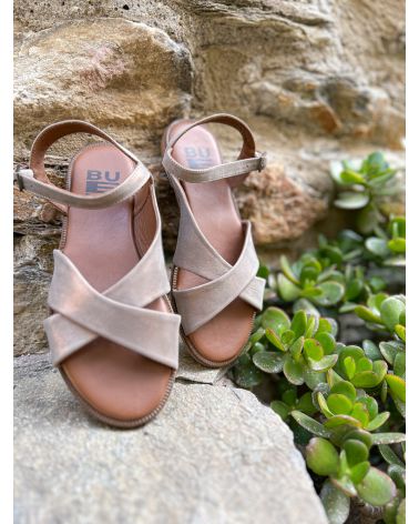 Sandales bandes croisées taupe irisé - BUENO