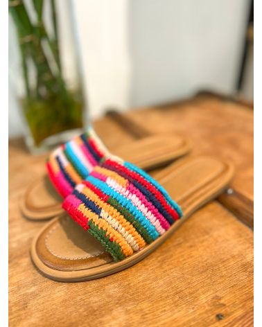 Mules crochet coton multicolore - INUOVO